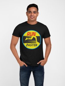Run Faster - Yellow - Black - Printed - Sports cool Men's T-shirt