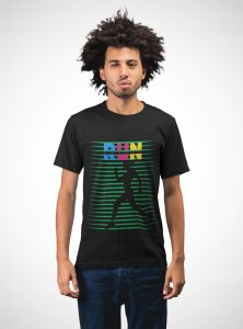 Run - Green Strips - Black - Printed - Sports cool Men's T-shirt