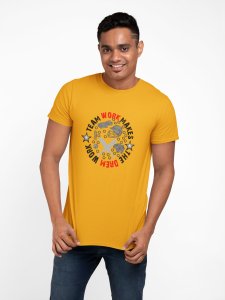 Team work makes the dream work - Yellow - Printed - Sports cool Men's T-shirt
