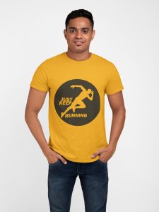 Just Keep Running - Black Round - Yellow - Printed - Sports cool Men's T-shirt