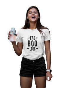 Fab boo lous, 2 bats- Printed Tees for Women's -designed for Halloween