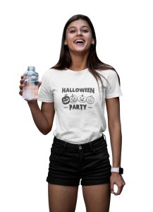 Halloween party, pumpkin - Printed Tees for Women's -designed for Halloween