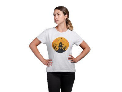 Haunted house, 3 Trees - Printed Tees for Women's -designed for Halloween