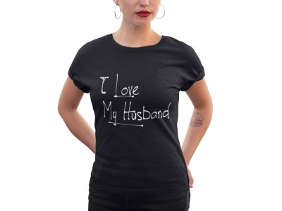 Love my-printed family themed cotton blended half-sleeve t-shirts made for women (black)