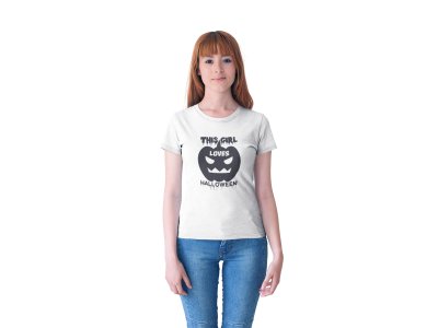 This girl loves Halloween- Printed Tees for Women's -designed for Halloween