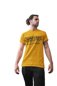 World's best uncle -printed family themed cotton blended half-sleeve t-shirts made for men (yellow)