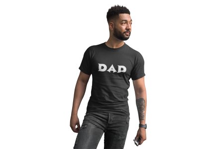 Dad (BG White) -printed family themed cotton blended half-sleeve t-shirts made for men (black)