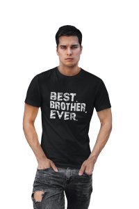 Best brother -printed family themed cotton blended half-sleeve t-shirts made for men (black)