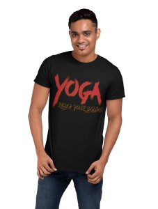 Yoga Reach your balance - Black - Comfortable Yoga T-shirts for Yoga Printed Men's T-shirts (Medium, Black)