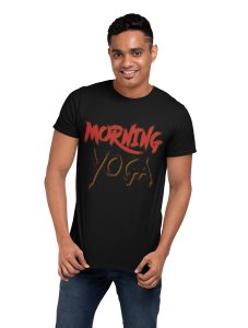Morning Yoga Red and Black - Black - Comfortable Yoga T-shirts for Yoga Printed Men's T-shirts Black