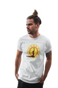 Yoga sun in background - White - Comfortable Yoga T-shirts for Yoga Printed Men's T-shirts White