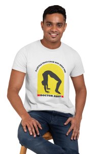 A little yoga each day keeps the doctor away - White - Comfortable Yoga T-shirts for Yoga Printed Men's T-shirts White