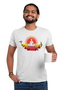 Yoga Positions - White - Comfortable Yoga T-shirts for Yoga Printed Men's T-shirts (Small, White)