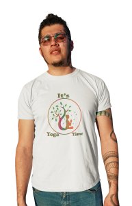 It's Yoga time text - White - Comfortable Yoga T-shirts for Yoga Printed Men's T-shirts White