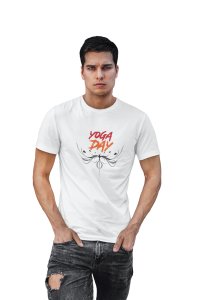 Yoga Day Red text - White - Comfortable Yoga T-shirts for Yoga Printed Men's T-shirts White