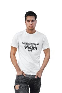 International Yoga day Black and white Text - White - Comfortable Yoga T-shirts for Yoga Printed Men's T-shirts White