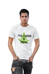All I need is yoga green text - White - Comfortable Yoga T-shirts for Yoga Printed Men's T-shirts White