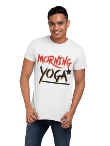 Morning Yoga Red and Black - White - Comfortable Yoga T-shirts for Yoga Printed Men's T-shirts White