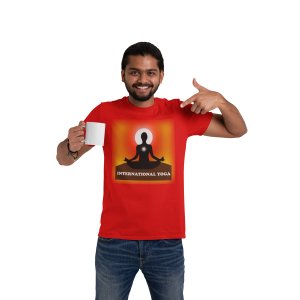 International Yoga Meditation - Red - Comfortable Yoga T-shirts for Yoga Printed Men's T-shirts White
