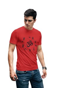 Om - Red - Comfortable Yoga T-shirts for Yoga Printed Men's T-shirts Red
