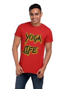 Yoga Life - Red - Comfortable Yoga T-shirts for Yoga Printed Men's T-shirts (Medium, Red)