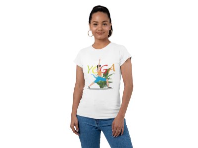 Lady Doing Yoga Front Of Yoga Text-Clothes for Yoga Lovers - Suitable For Regular Yoga Going People - Foremost Gifting Material for Your Friends