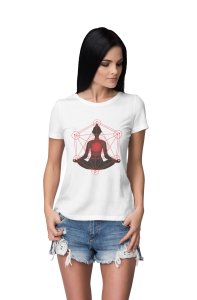 Lady Doing Yoga (BG Black)-Clothes for Yoga Lovers - Suitable For Regular Yoga Going People - Foremost Gifting Material for Your Friends