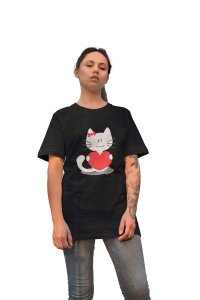 Cute Kitty BlackPrinted T-Shirts