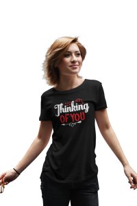 Thinking of You Wherever You Go Girls Black-Printed T-Shirts