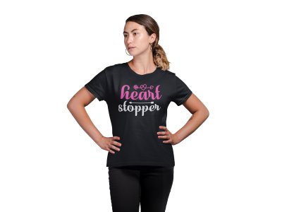 Heart Stopper Black-Printed T-Shirts