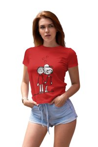 Couple Holding Hands Romantic Red-Printed T-Shirts
