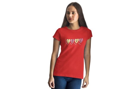 Love - Printed Heart with Cute Designs Red -Printed T-Shirts