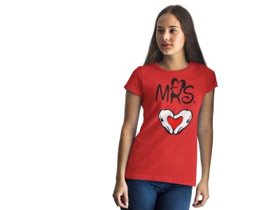Mrs. Hearts Printed Comfy Tees for Her Red -Printed T-Shirts