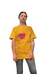 Woolen Heart Printed Yellow T-Shirts