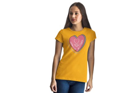 You Text In Pink Heart DesignsPrinted Yellow T-Shirts