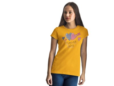 Love Foreve - Printed Heart with Cute Designs - Printed Yellow T-Shirts