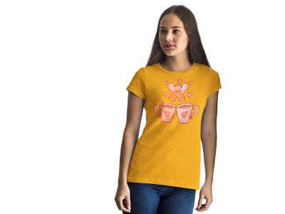 Printed Heart Cute Coffee Mugs Printed Yellow T-Shirts