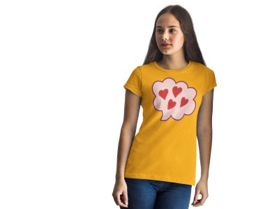Printed Heart with Cute Designs Printed Yellow T-Shirts