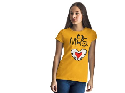 Mrs. Hearts Printed Comfy Tees for Her Printed Yellow T-Shirts