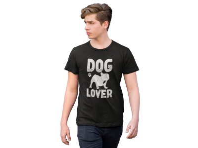 Dog lover White Text- printed stylish Black cotton tshirt- tshirts for men