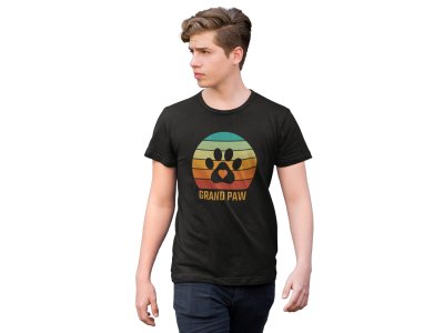 Grand paw - printed stylish Black cotton tshirt- tshirts for men