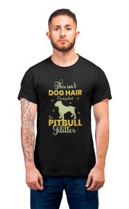 Pitbull glitter - printed stylish Black cotton tshirt- tshirts for men