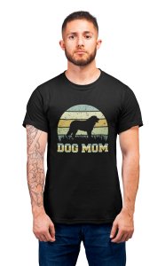 Dog mom - printed stylish Black cotton tshirt- tshirts for men