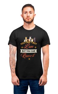 You can't buy love but you can rescue it - printed stylish Black cotton tshirt- tshirts for men