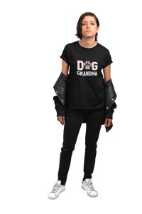 Dog grandma -Black-printed cotton t-shirt - comfortable, stylish