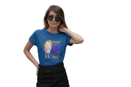 Keep calm and Walk The Dog - printed stylish Black cotton tshirt- tshirts for men