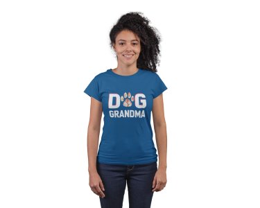 Dog grandma -Blue-printed cotton t-shirt - comfortable, stylish