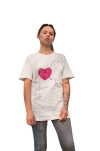 Woolen Heart White-Printed T-Shirts