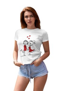 Cute Couple Holding Hands- Cute Little Hearts Romantic Red-Printed T-Shirts
