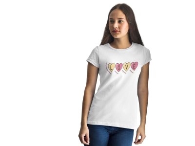 Love-Printed Heart with Cute Designs White-Printed T-Shirts